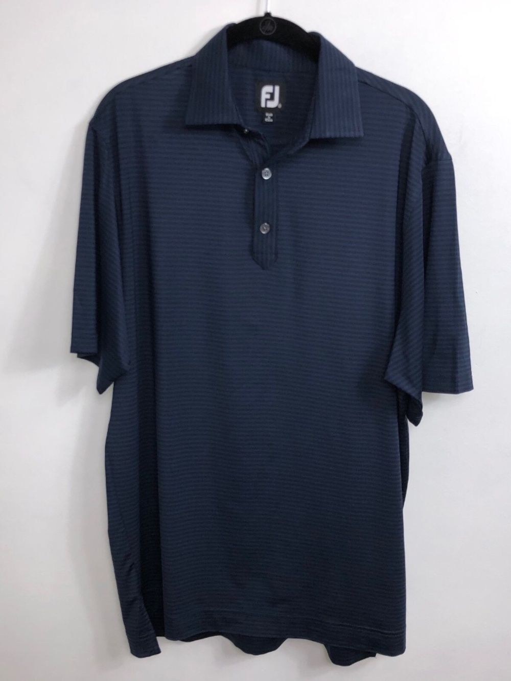FootJoy FJ Mens Size Med M Blue Performance Stripe Short Sleeve Polo Golf Shirt